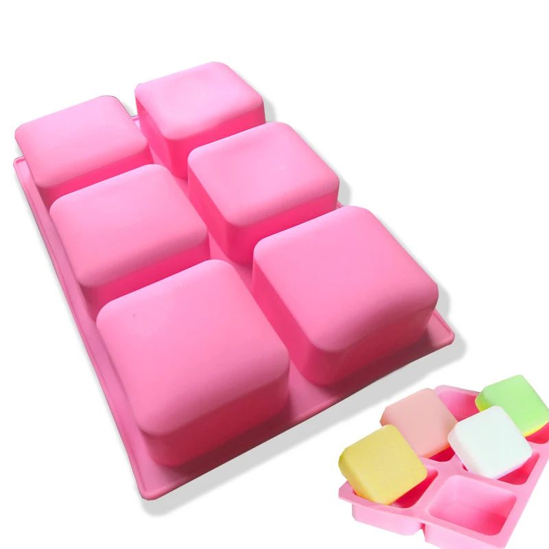 

3D Silicone Mold For Soap Making 6-Cavity Square Shape Soap Mould DIY Candle Decorating Tools Cake Baking Molds Silicone Craft