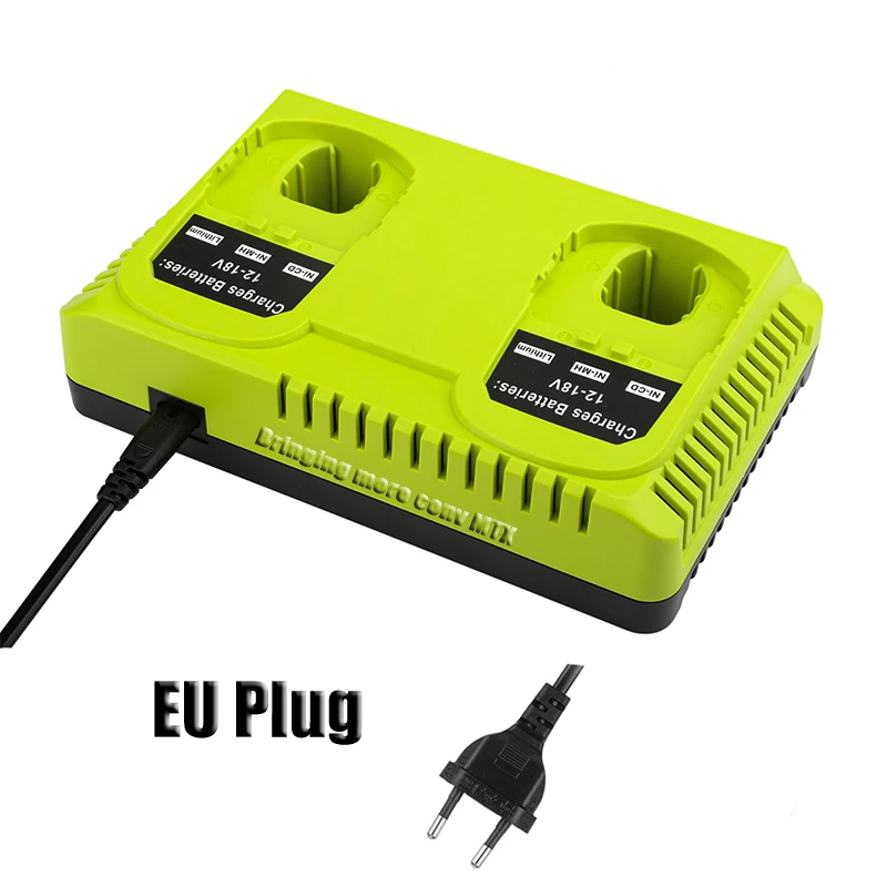 Dual charging port 3A charger for 12V-18V Li-ion Ni-Mh/Ni-Cd Replacement Charger for Ryobi ONE+ P104 P105 P107 P108 battery