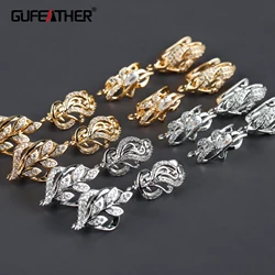 GUFEATHER-Accesorios de joyería M950, accesorios de joyería, alcance de paso, sin níquel, chapado en oro de 18k, cobre, pendiente diy, ganchos de cierre, fabricación de joyas, 4 unids/lote
