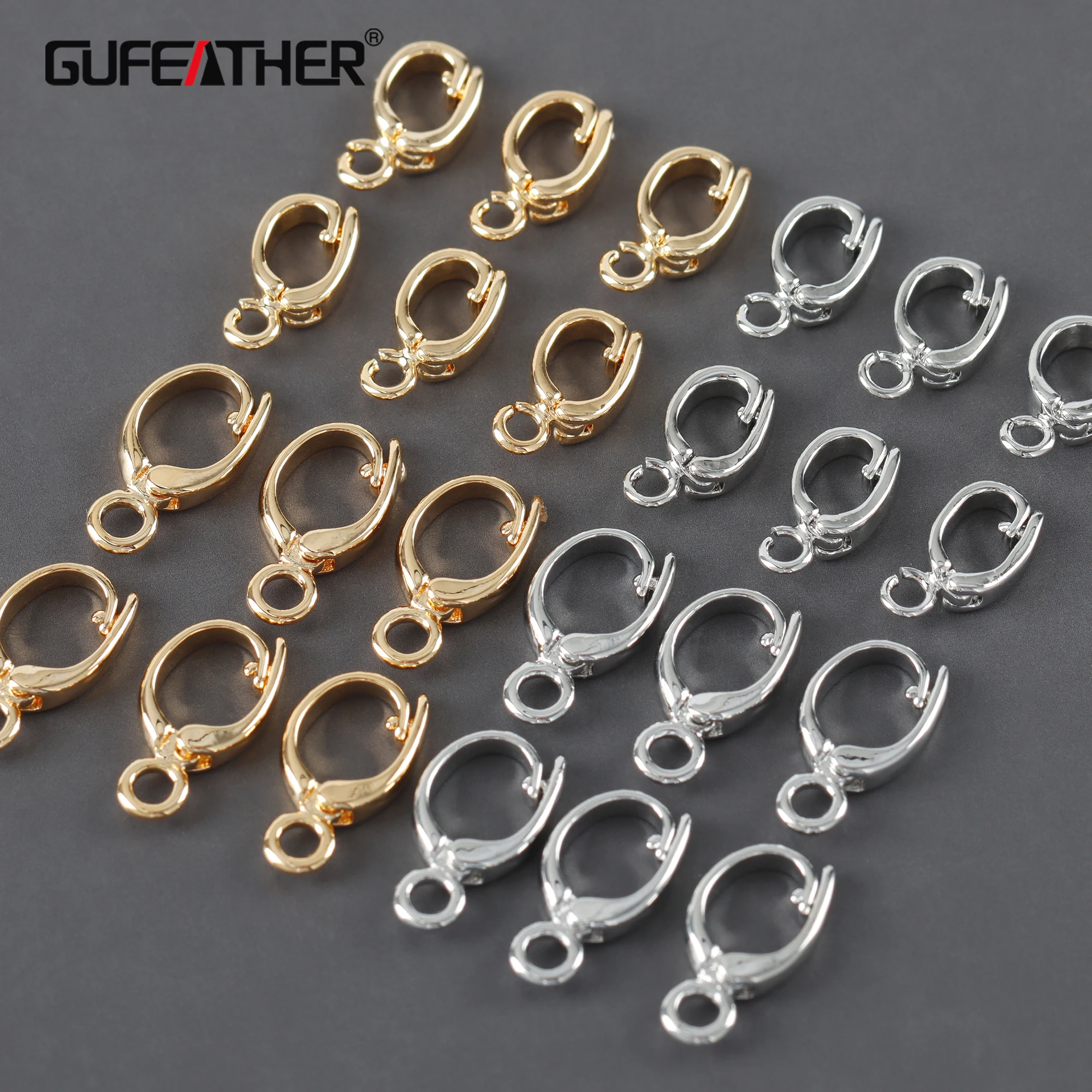 GUFEATHER M1087,diy accessories,connector,pass REACH,nickel free,18k gold rhodium plated,copper,hooks,jewelry making,10pcs/lot