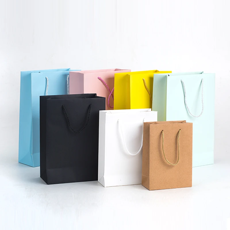 Customized Laminated Paper Bags, Packing Bags, Glaucous, Yellow, Monochrome, Pink, Blue, Yellow, Paper Carrier, Cloth, Shoes