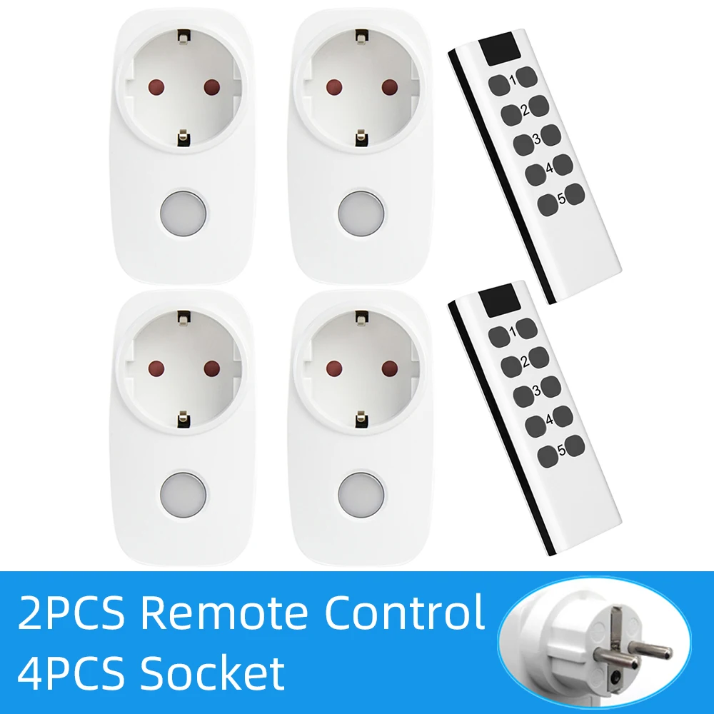 

Smart Plug EU French Socket 433Mhz Universal Remote Control Wireless RF Switch Programmable 16A 220V LED Light Electrical Outlet