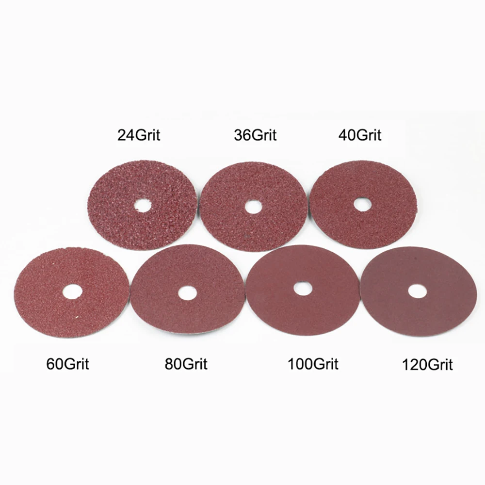 

10PCS 100mm 125mm Fiber Sandpaper Abrasive Sanding Disc 24/36/40/50/60/80/100/120 Grit Hole DO 16mm for Angle Grinder