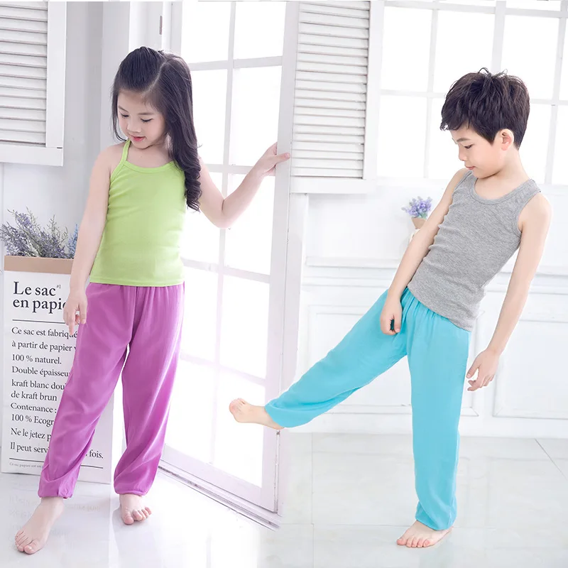 Hot boys and girls anti-mosquito pants summer new children\'s clothing baby loose bloomers cotton silk children\'s trousers