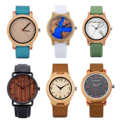 BOBOBIRD Bamboo Wood Watch Couple Quartz Watches Timepiece Unisex Wristwatch Men Ladies Wonderful Gift for Him Her reloj hombre