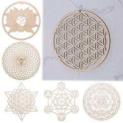 14cm/30.5cm kwiat życia Energy Mat laserowo wycinane rzemiosło drewniane znak ścienny ozdoby do dekoracji wnętrz Handmade podstawki geometria Ornament