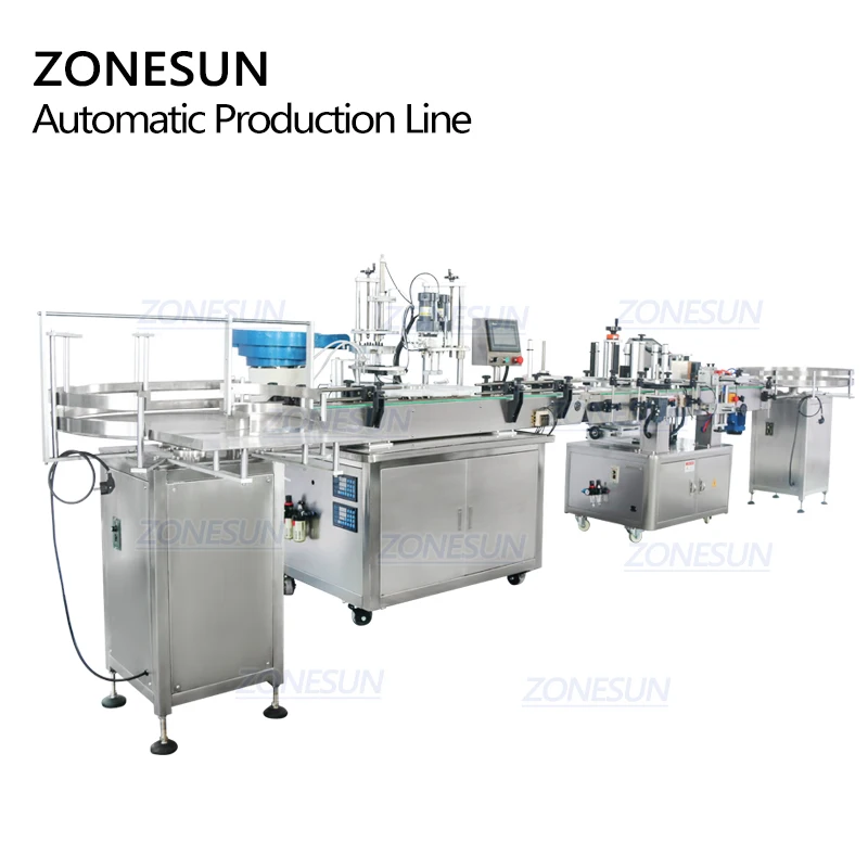 Zonesun ZS-FAL180A8 bomba magnética automática cheia de suco líquido garrafa água enchimento tampando e máquina rotulagem linha