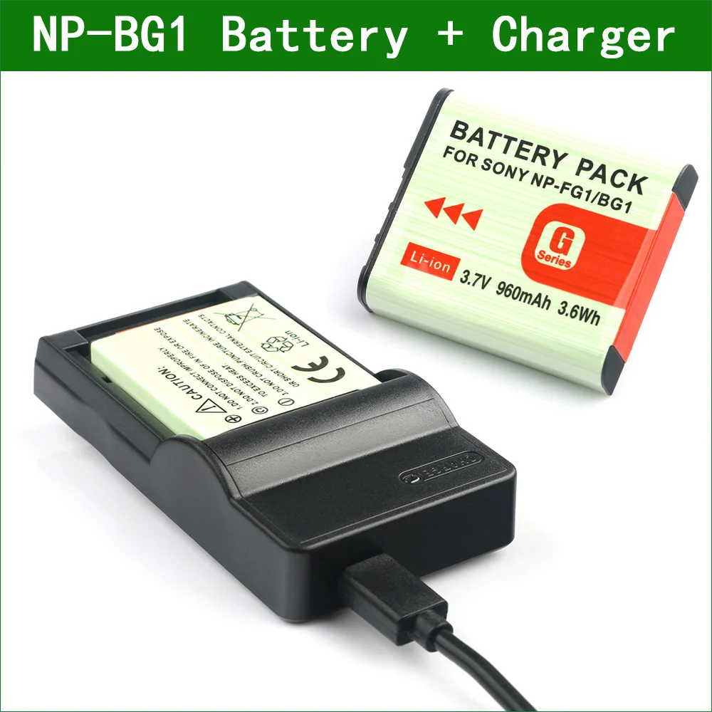 NP-BG1 NP BG1 FG1 NPBG1 Digital Camera Battery + Charger for Sony DSC H3 H7 H9 H10 H20 H50 H55 H70 H90 HX5 W130 W55 W70