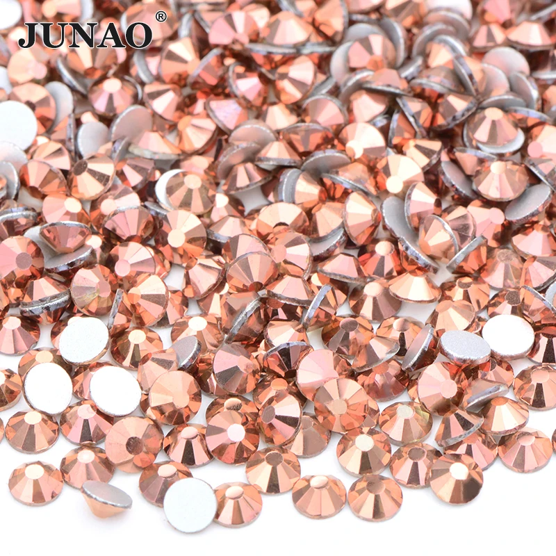 JUNAO SS6 8 10 12 16 20 30 Colorful Purple AB Glass Nail Rhinestone Flatback Crystal Stones Applique Round Diamond Strass Crafts