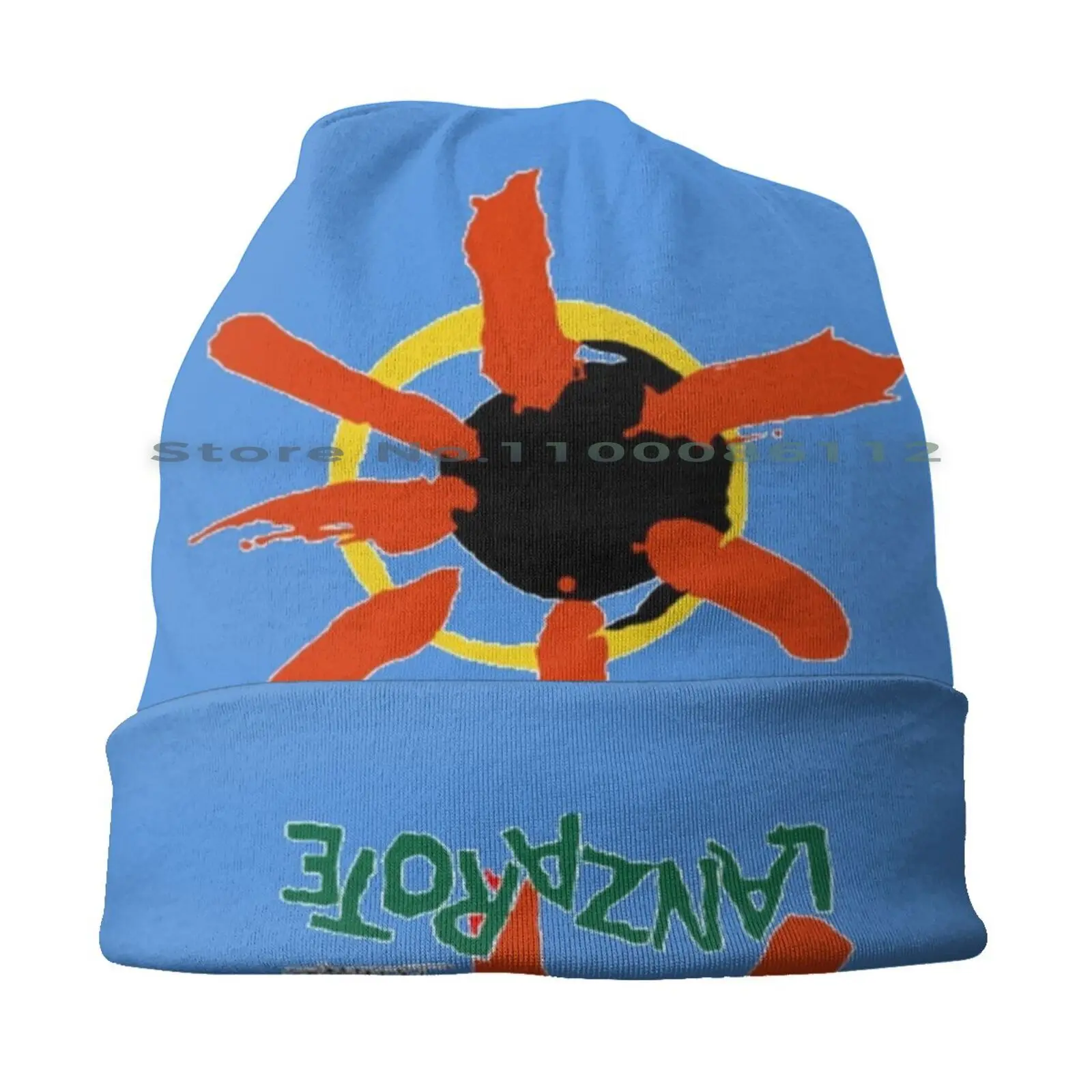 Lanzarote Manrique Sun Symbol Logo ( Blue ) Beanies Knit Hat Icimages Canary Islands Canaries Spain Sun Cesar Manrique Travel