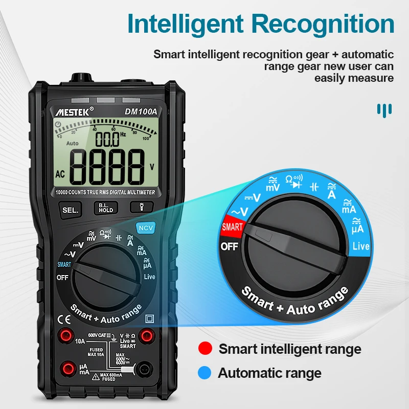 Multimeter 10000 CountsTrue-RMS Digital Multimeter Capacitance Meter Multimetro Voltage Tester DM100A AC/DC Voltage Ammeter