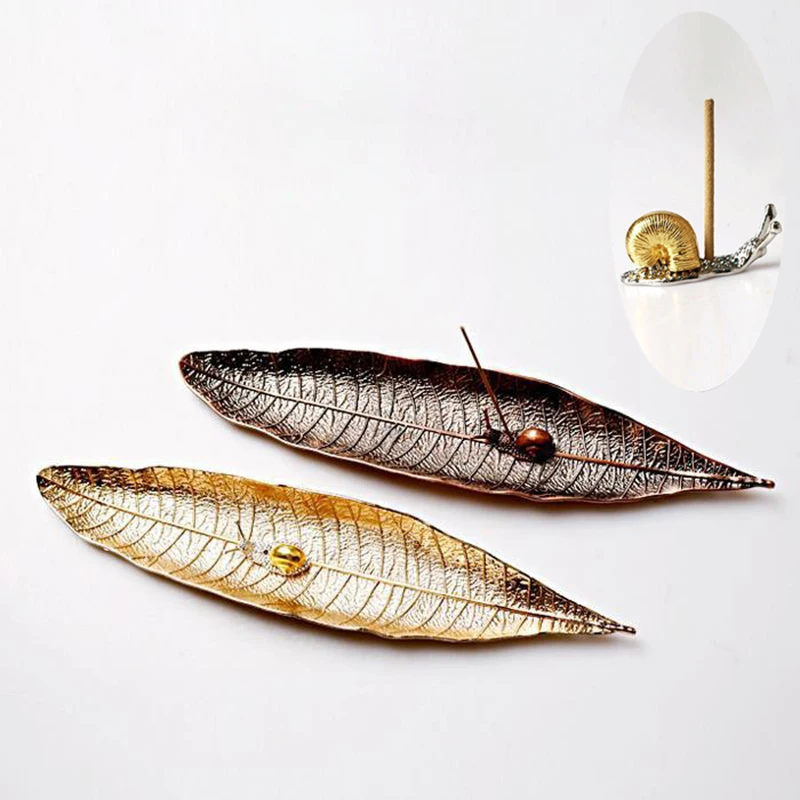 アンティーク崇拝仏菩提葉香炉合金inscenceホルダー香スティックカタツムリshanto寝室の香のベース