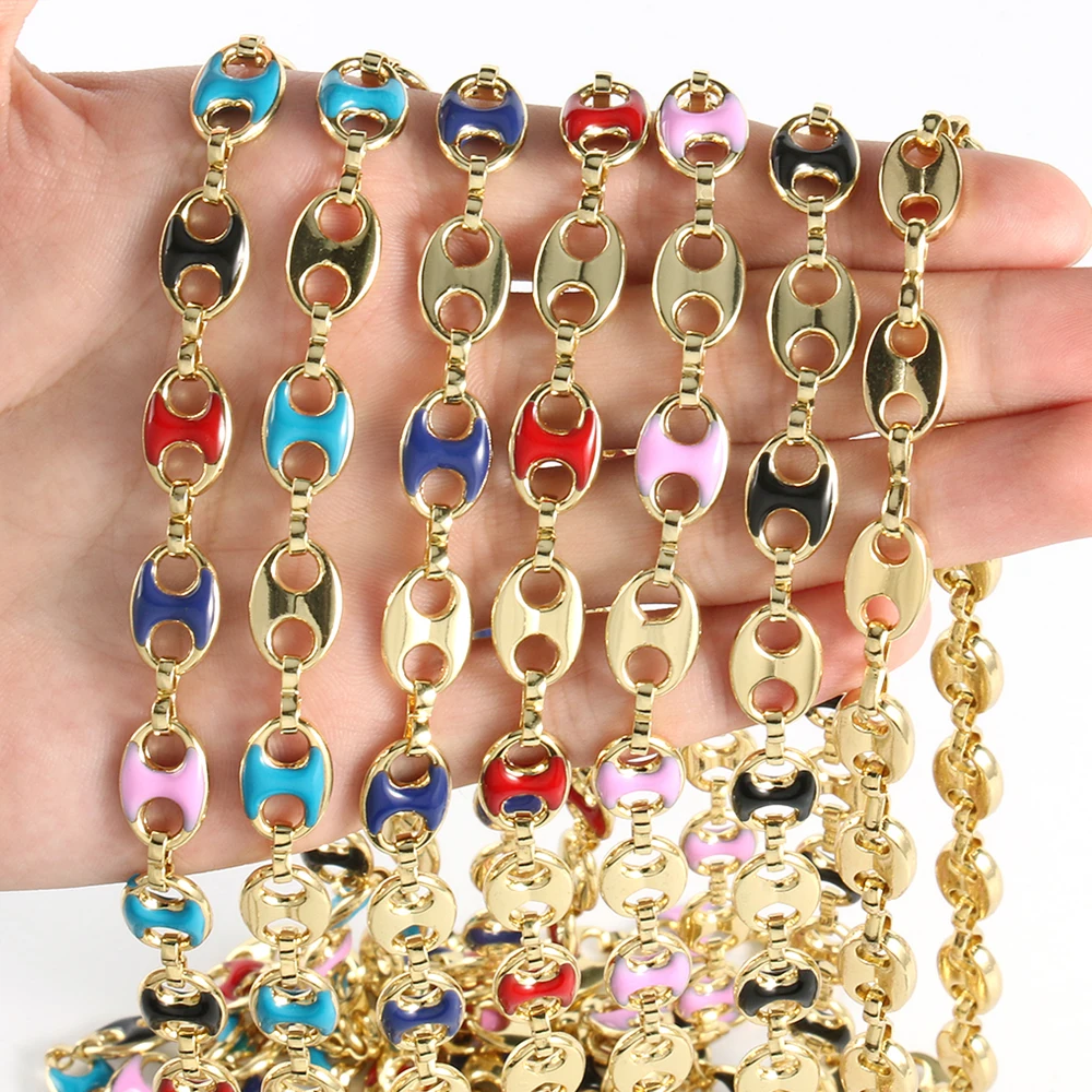 1Meter/lot Pig Nose Shape Gold Color Stainless Steel Chain for Jewelry Making DIY Bracelets Necklaces Ankle Accessories