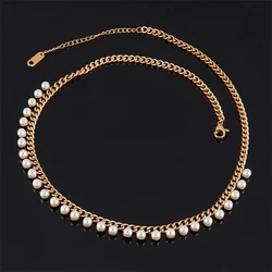 Punk Stainless Steel Pearl Necklace For Women Necklace Chain Necklace Pendant Necklace Choker Necklaces Zircon Necklac Jewelry