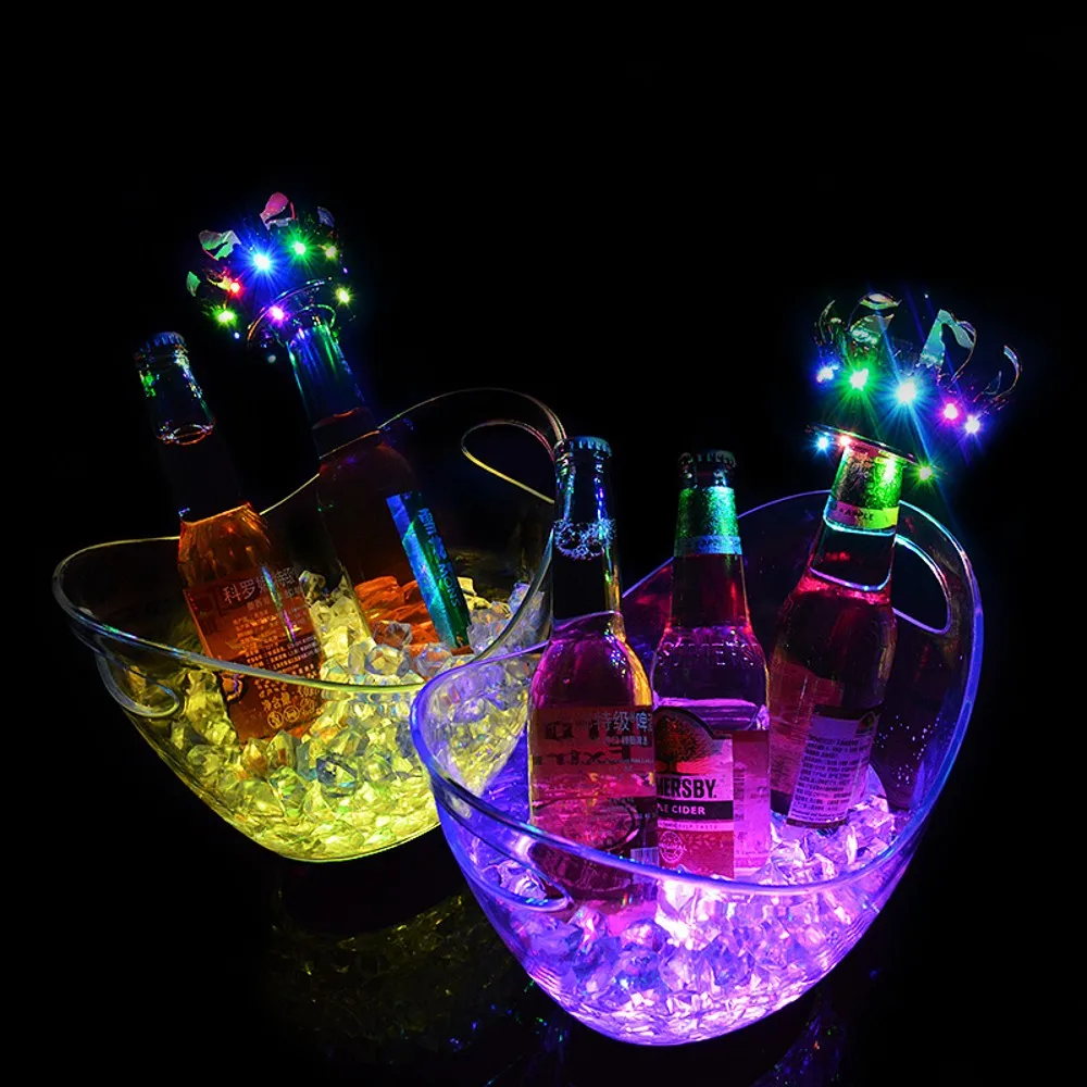 

New 8L Rechargeable LED Ice Buckets Clear Acrylic Barrel Luminous ICE Bucket Nightclubs Light Up Champagne Beer Buckets