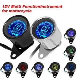 Universal Digital Motorcycle LCD Screen Speedometer Odometer Techometer Fuel Gauge for Harley Honda Cafe Racer 1-4 Cylinders