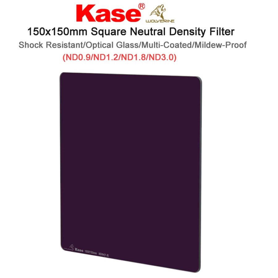 

Kase 150x150mm Shock Resistant Muti-coated Square Neutral Density ND Filter Optical Glass ND1000/ND64/ND16/ND8 ND3.0/1.8/1.2/0.9