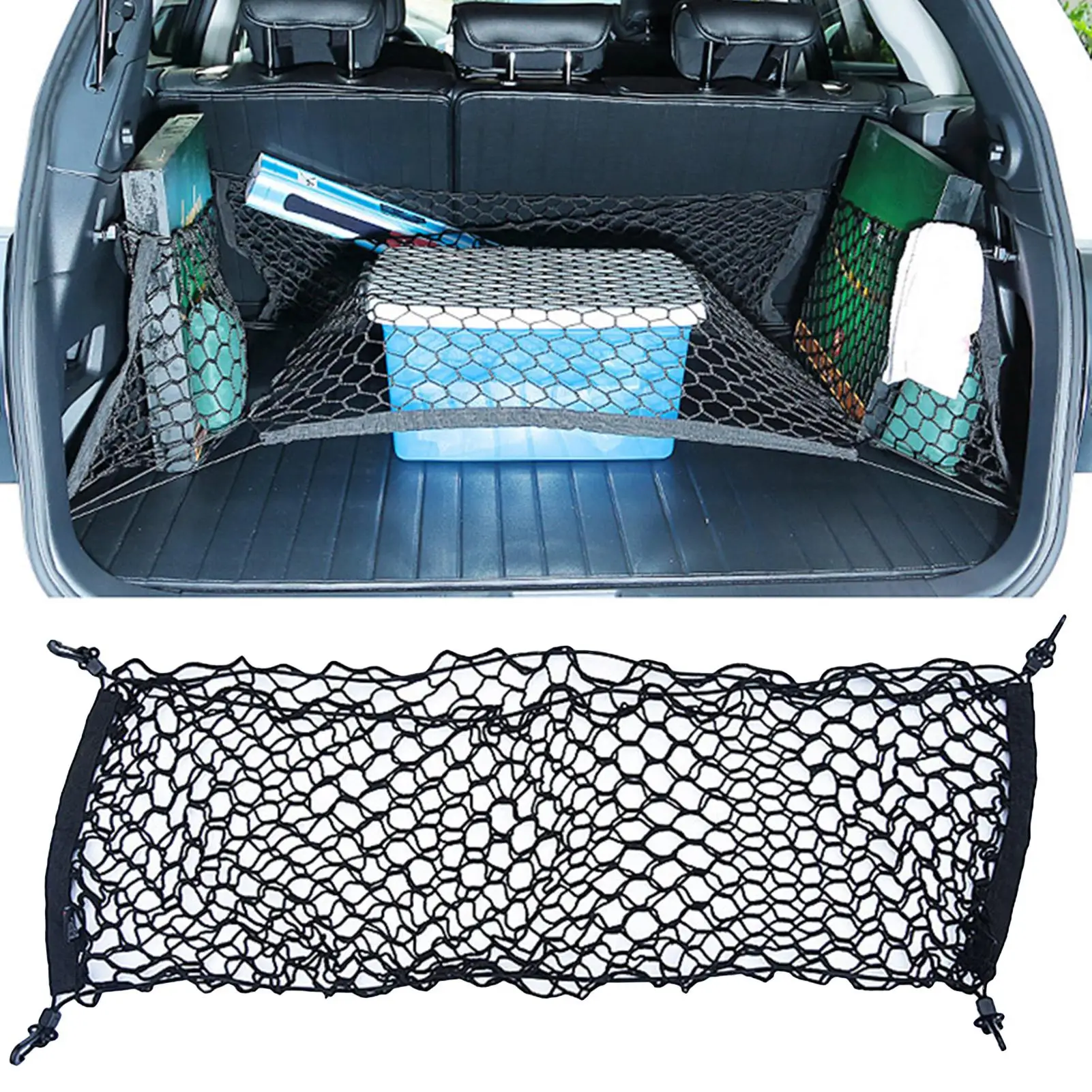 Auto 120cm x 70cm Universal Auto Stamm Gepäck Lagerung Fracht Veranstalter Nylon Elastische Mesh Net