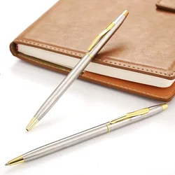 1 Pc/Lot New Arrival Stainless Steel Rod Rotating Metal Ballpoint Pen Commercial Ballpoint Pen Gift Stationery