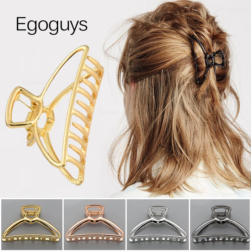 1PC Girls Hair Claw Women Geometric Hair Clamps Grab Hair Jaw Clip Grip Solid Color Korea Hairpins Metal Barrettes Styling Tools