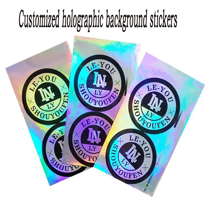 100PCS customized holographic sticker shape LOGO/wedding sticker/design your own sticker/personalized sticker holographic silver