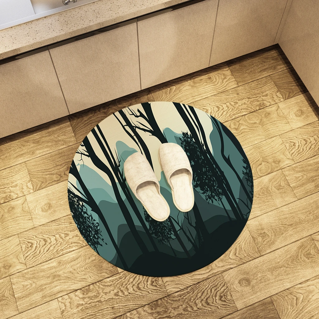 Ins Style Round Floor Mat Print Cactus In Winter Soft  Area Rugs Large Home Living Room Bedroom Bathroom Decorate Forest Carpet