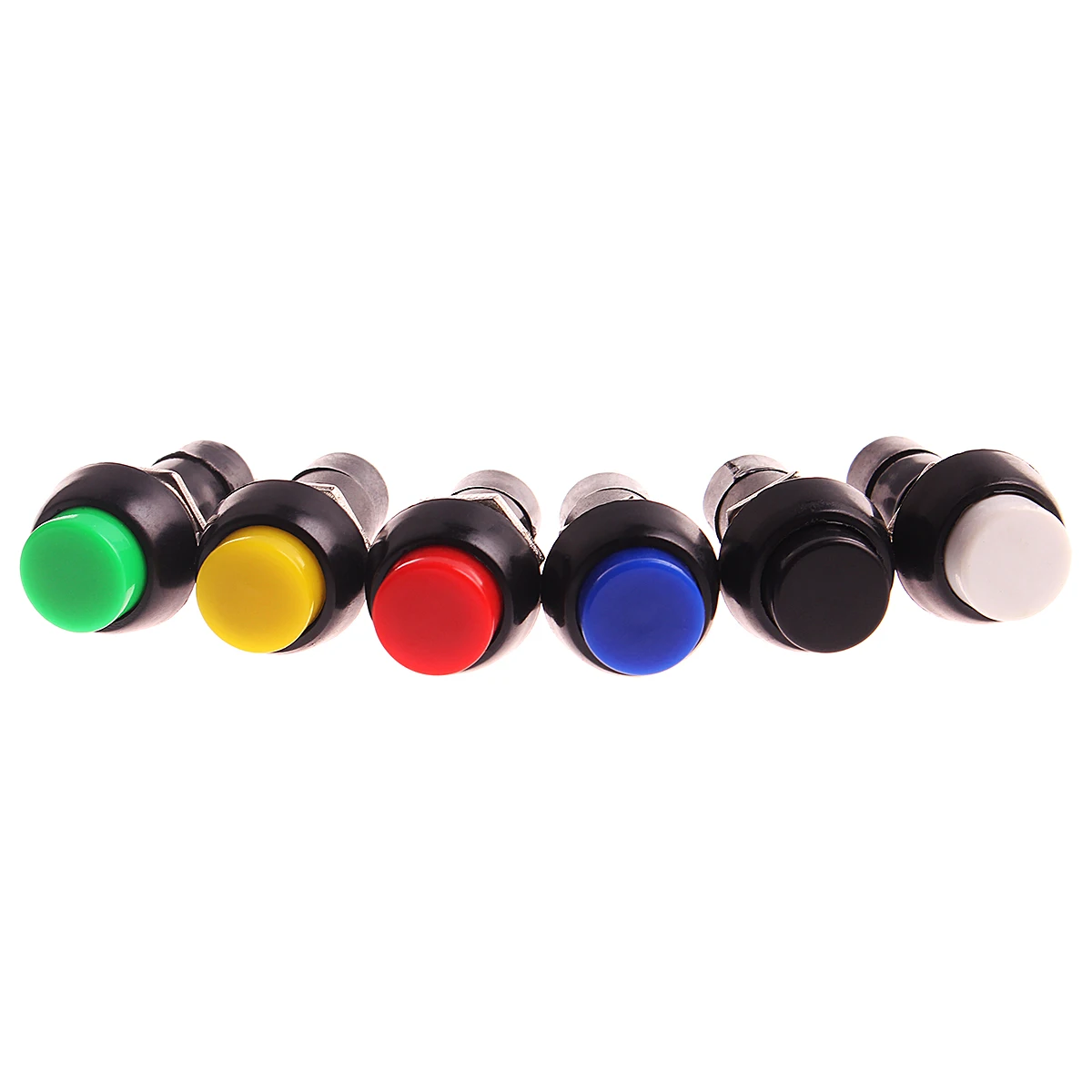 Interruptor de botón de plástico autoblocante, PBS-11A de 12mm, autorecuperación, momentáneo, 3A, 250V, CA, 2 pines, 6 colores, 1 ud.