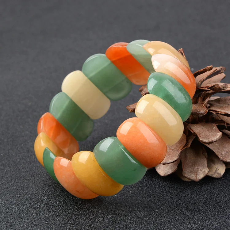 Natural tricolor jade handcarved beads bracelets beads for couples woman men beads bracelet with jade bracelet