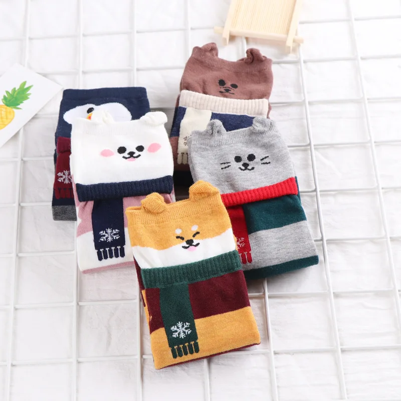 Animal Patterned Short Socks Women shiba inu Cartoon Socks Female Cute KawaiiI Funny Sock Cotton Hosiery Christmas Gift for Girl