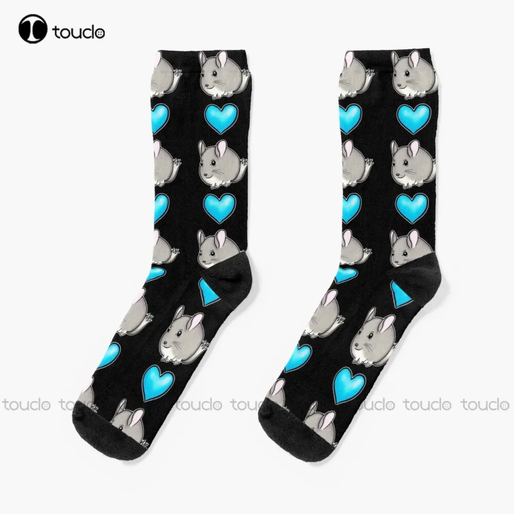 Chaussettes bleues pour hommes, mignonnes et potelées, Chinchillas I Heart, personnalisées, unisexes, cadeau pour adolescents