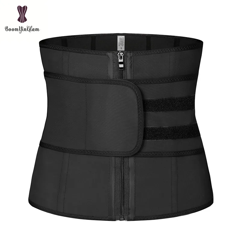 Zip And Hook Matte Latex Waist Trainer Belt 9 Steel Boned Underbust Corset Woman Plus Size Modeling Strap Belt