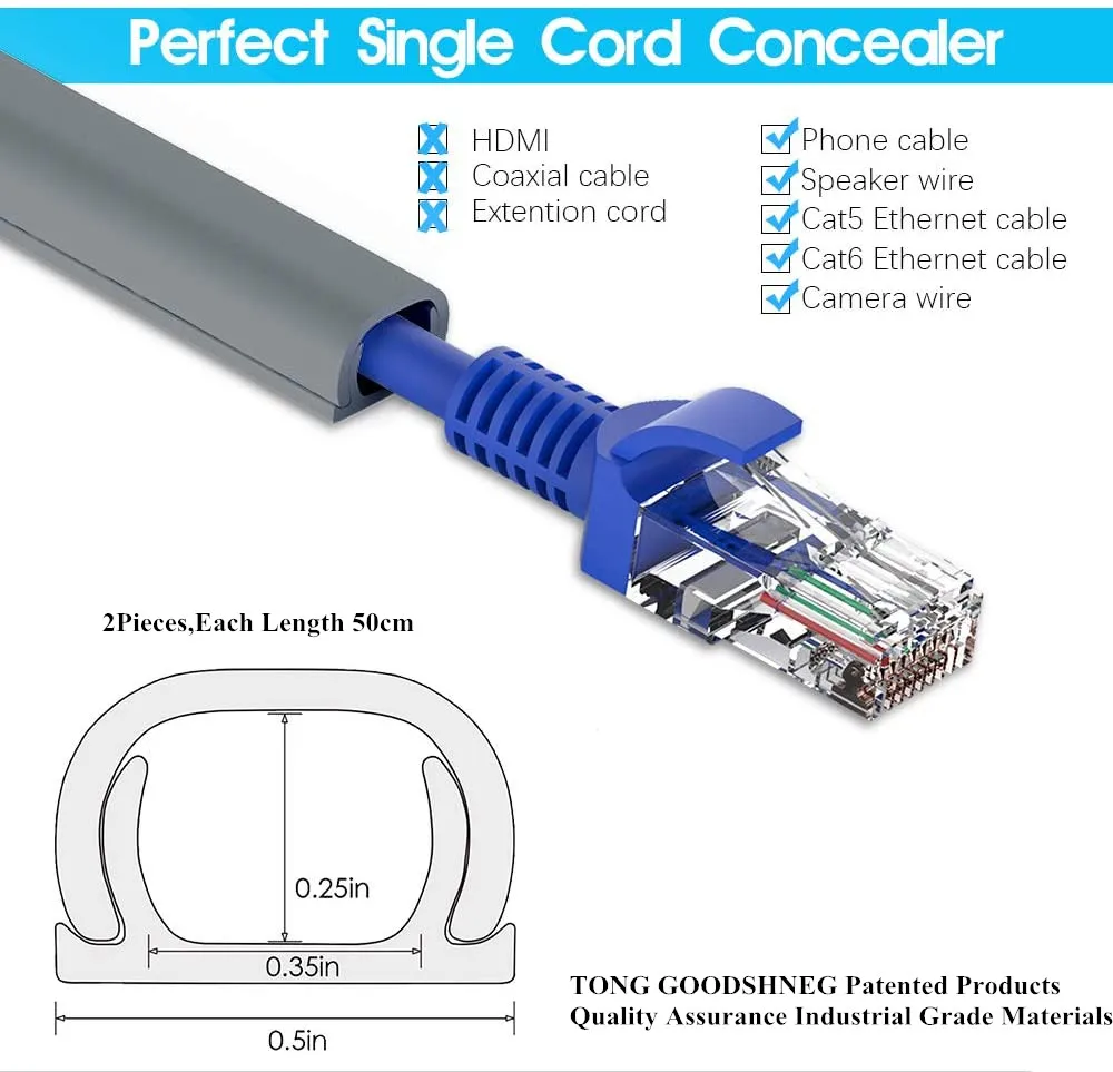 2020 New Cord Hider,Mini Wire Cable Cover,PVC Cable Concealer Channel,Paintable Cord Cover to Hide Speaker Wire,Cable Management