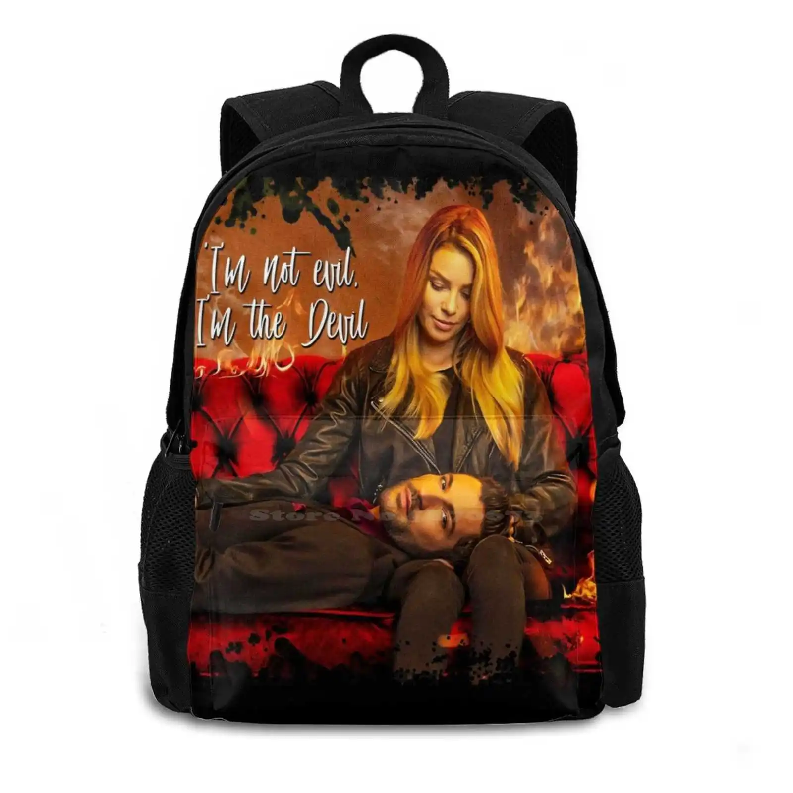 Lucifer School Bag Big Capacity Backpack Laptop 15 Inch Lucifer Lucifer Mornin Tom Ellis Serie Tv Tv Show Satan Demon Devil