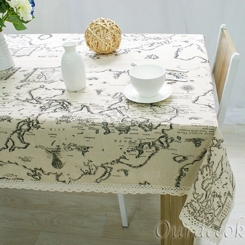 Linen Tablecloth Ldyllic Retro Waterproof Oilproof Thick Rectangular Wedding Dining Table Cover Tea Table Cloth