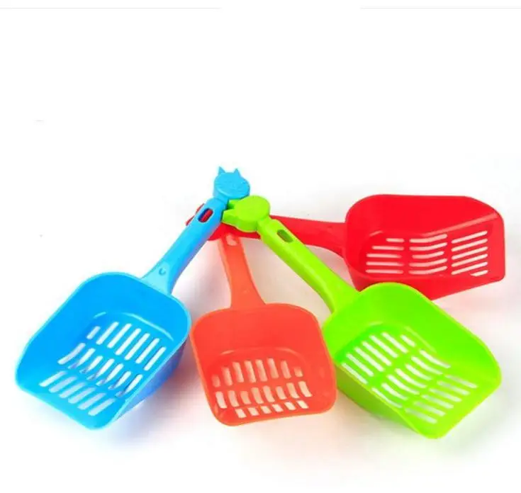 Plastic Pet Fecal Cleaning Spade Multi Color With Handle Cat Litter Shovel Durable Thicken Pets Supplies Hot Sale Wholesale