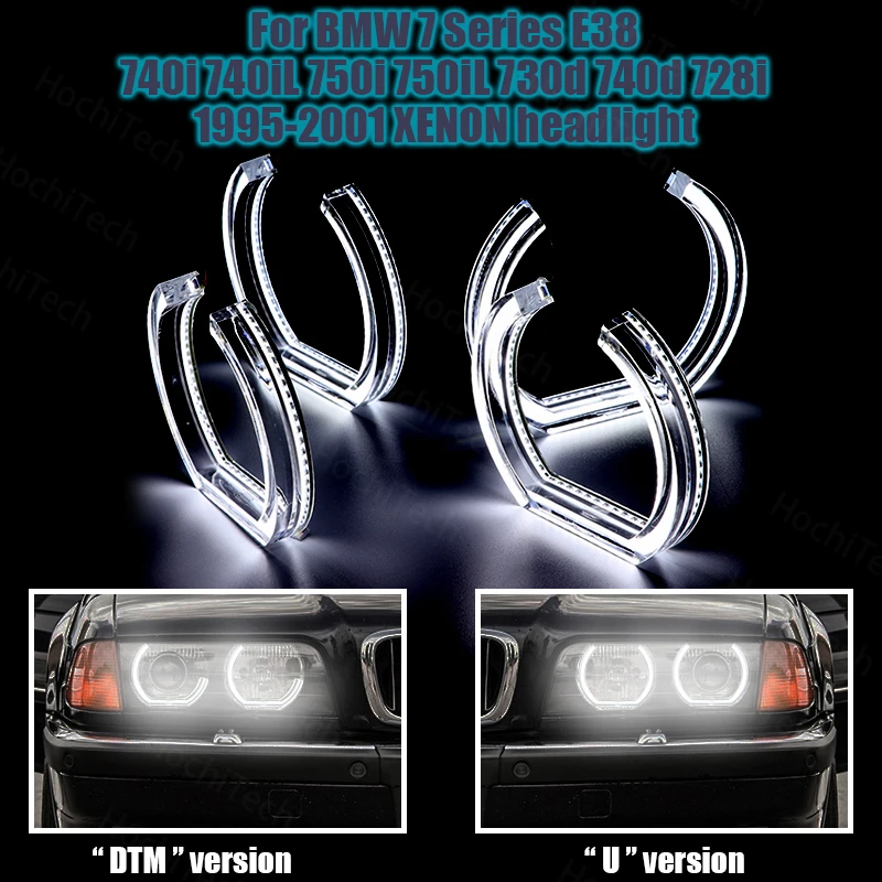 

DTM U Shape Light Day Light LED Angel Eyes Kit Ring DRL for BMW 7 Series E38 1995-2001 XENON Headlight Crystal Angel Eyes