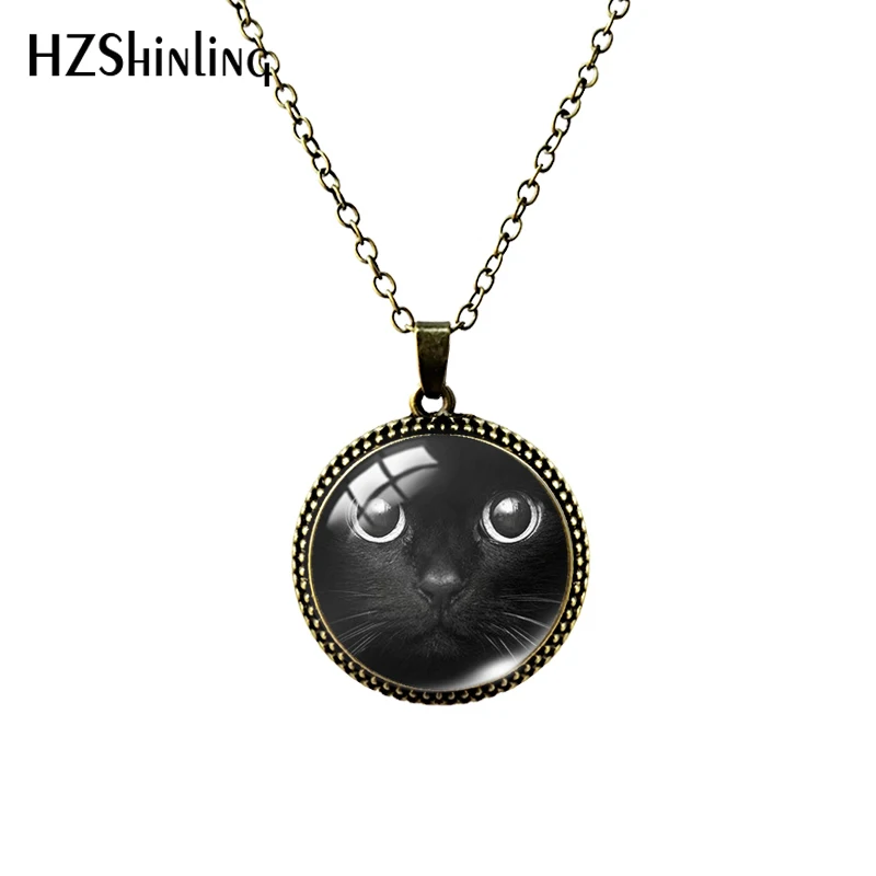 New Cats Face Eyes Glass Cabochon Dome antique Necklace Pendants Handmade Crafts Vintage Necklace Jewelry Accessories