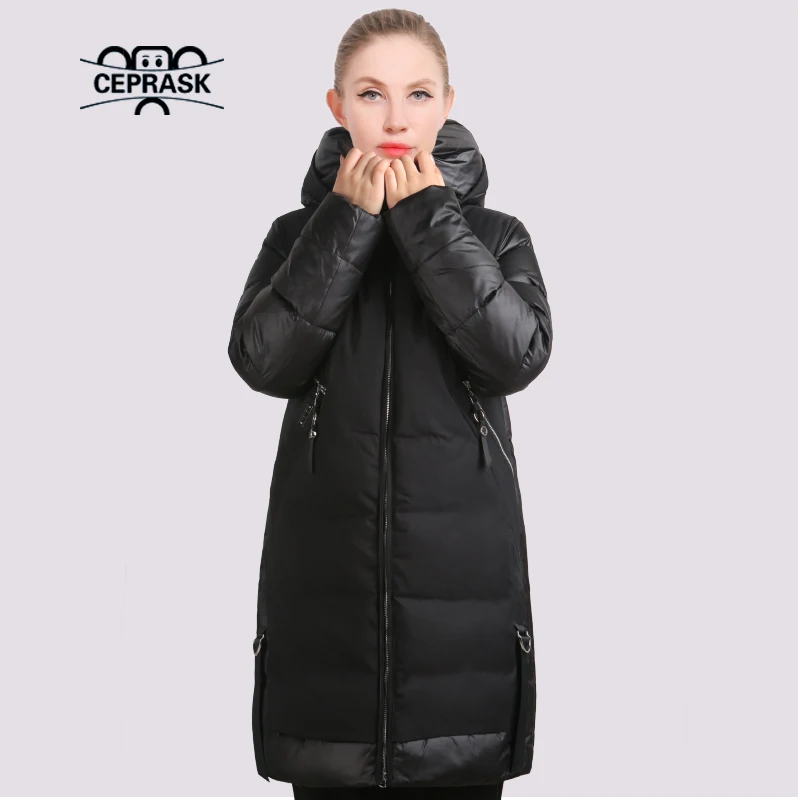 

CEPRASK 2023 New Winter Parkas Women Long Large Size Padded Coat Quilted Thick Cotton Female Jacket Warm Outerwear Clothing