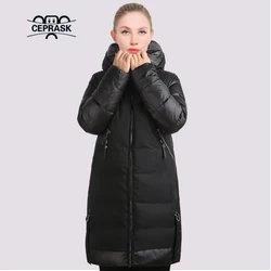 CEPRASK 2023 New Winter Parkas Women Long Large Size Padded Coat Quilted Thick Cotton Female Jacket Warm Outerwear Clothing