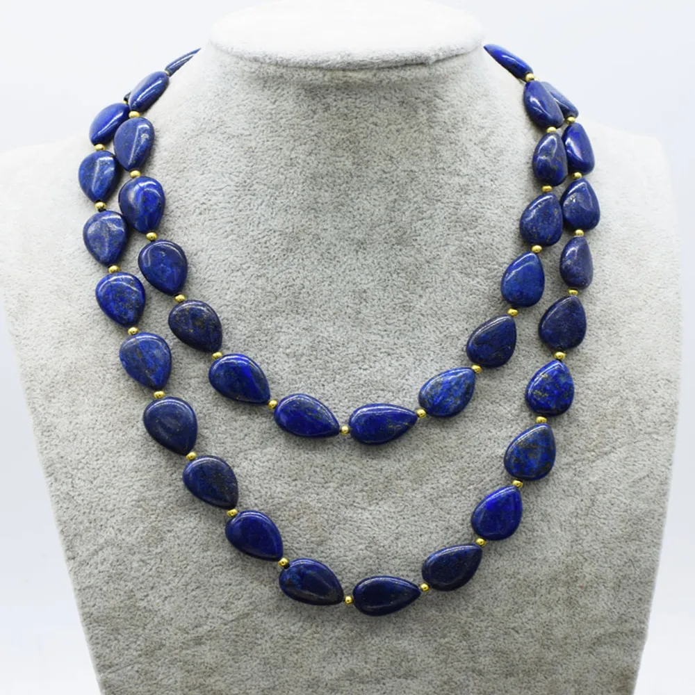 

blue drop lapis long necklace 36inch wholesale beads FPPJ nature for woman gift