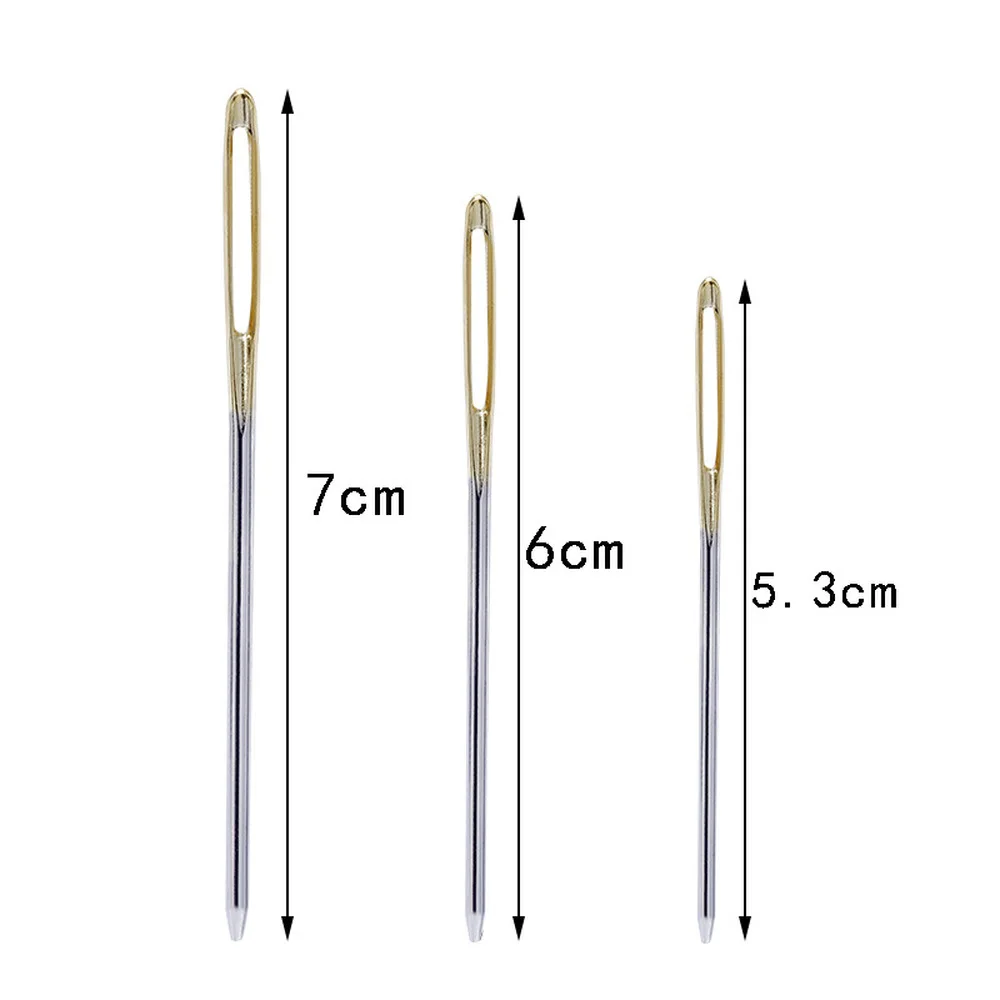 100PCS Knitters Wool Large Eye Blunt Needles Leather Sewing Needle Gold Needle Embroidery Tapestry Hand Sewing Tools 53/60/70mm