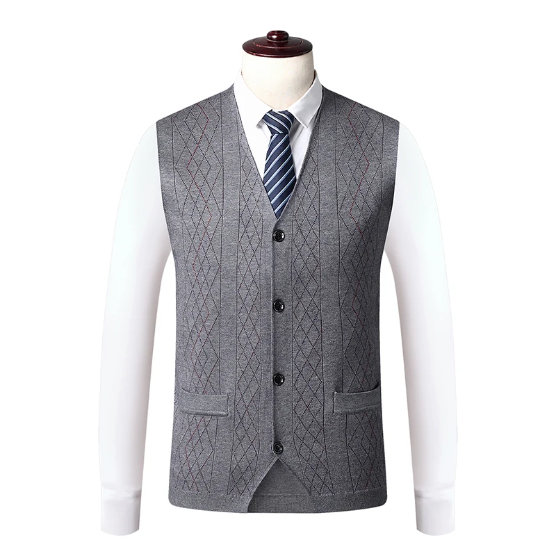 Top Grand Men Waistcoat Jacket Autumn & Winter Suit Vest Male Fashion Argyle Patterns Knitwear Coat Sleeveless Sweater Cardigan