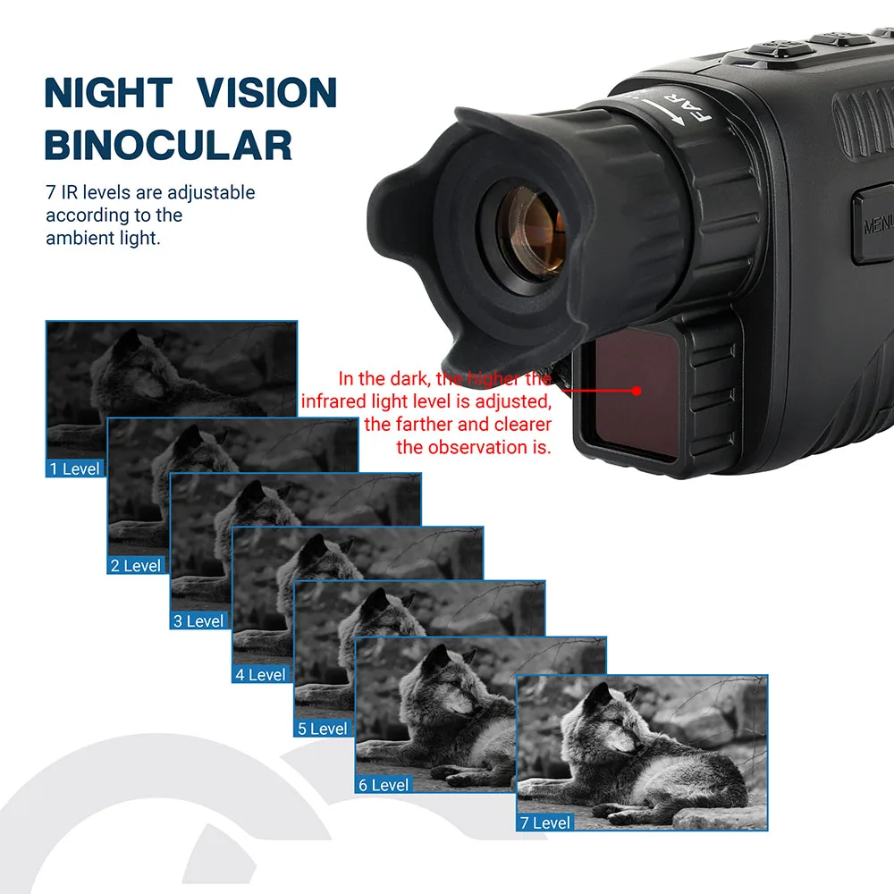 3-12X Monocular Night Vision Golgge with 1.5" TFT LCD 7 Grades IR 960P Camera Video Recorder 32G SD Card 200m View