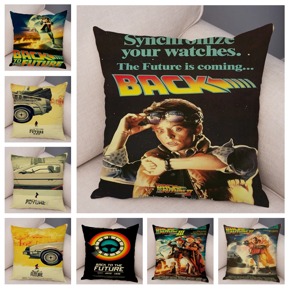 Cartoon Classic Movie Cushion Cover Decor Back To The Future Pillowcase Super Soft Plush Pillow Case for Sofa Home Car 45x45cm