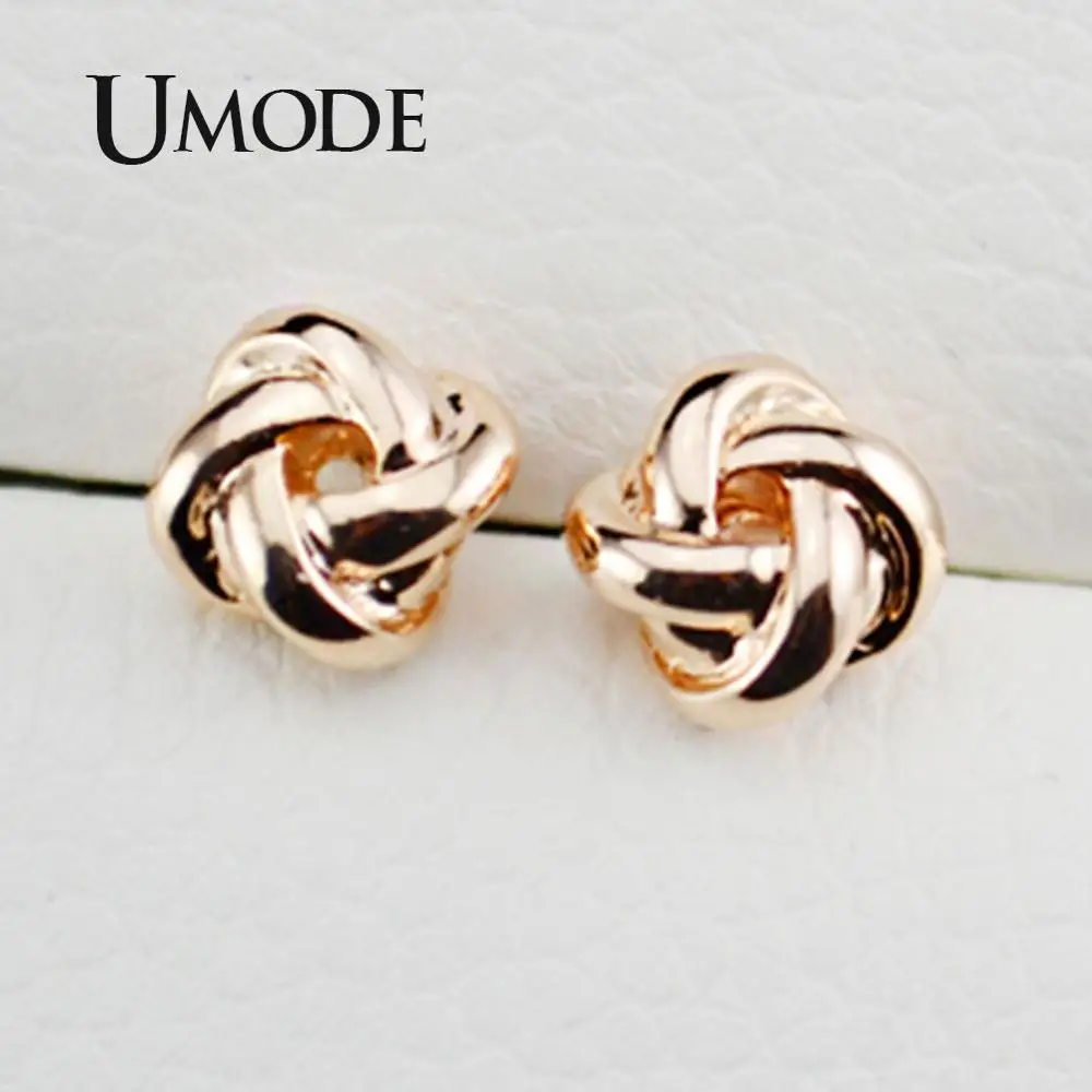 UMODE Rose Gold Color Classic Design Love Knot Post Stud Earrings Boucle D\'oreille JE0140A