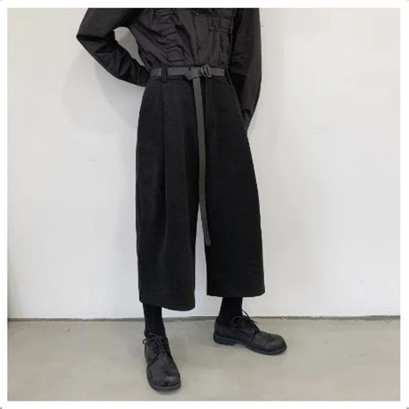 Pantalon style yamamoto pour homme, pantalon droit, ample, noir, décontracté, à jambes larges, de rue, hip-hop, gothique, collection printemps/été