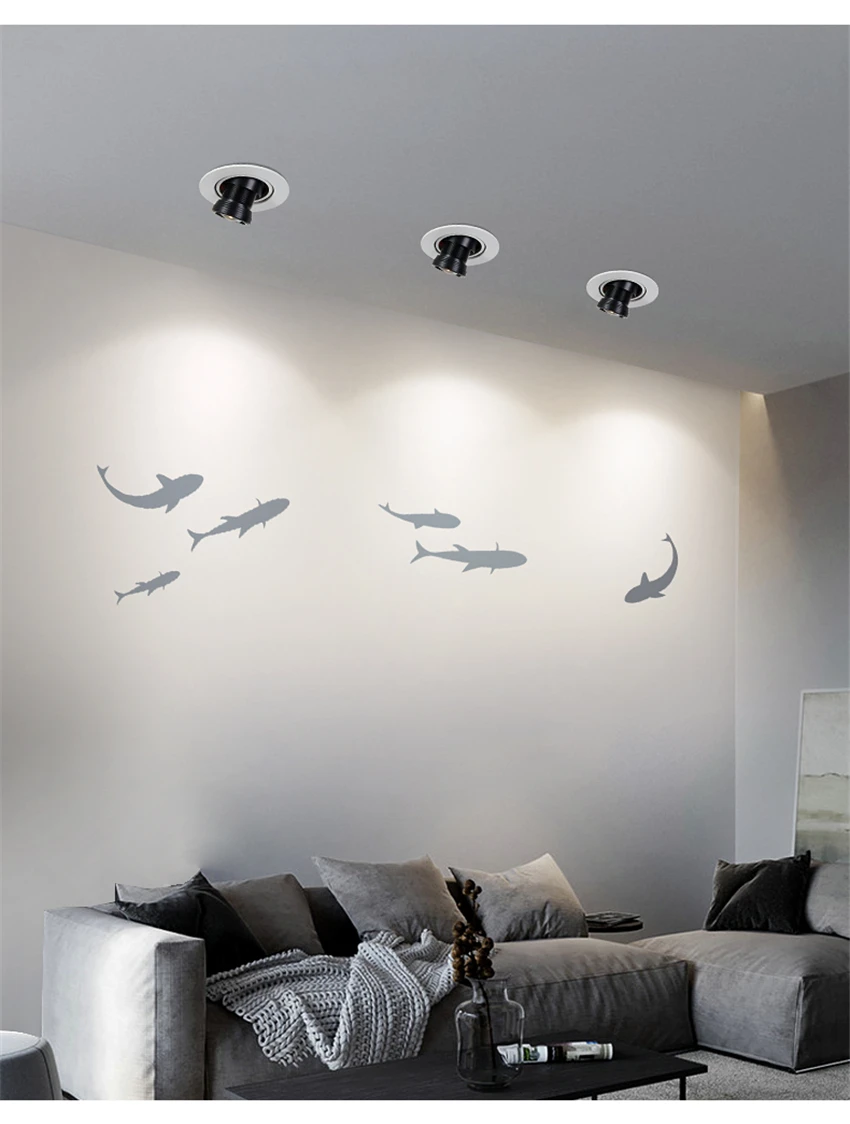 Nordic LED Projection Ceiling Lights Fish Pattern Restaurant Corridor Aisle Creative Lighting Cafe Clothing Store Ceiling Lamps