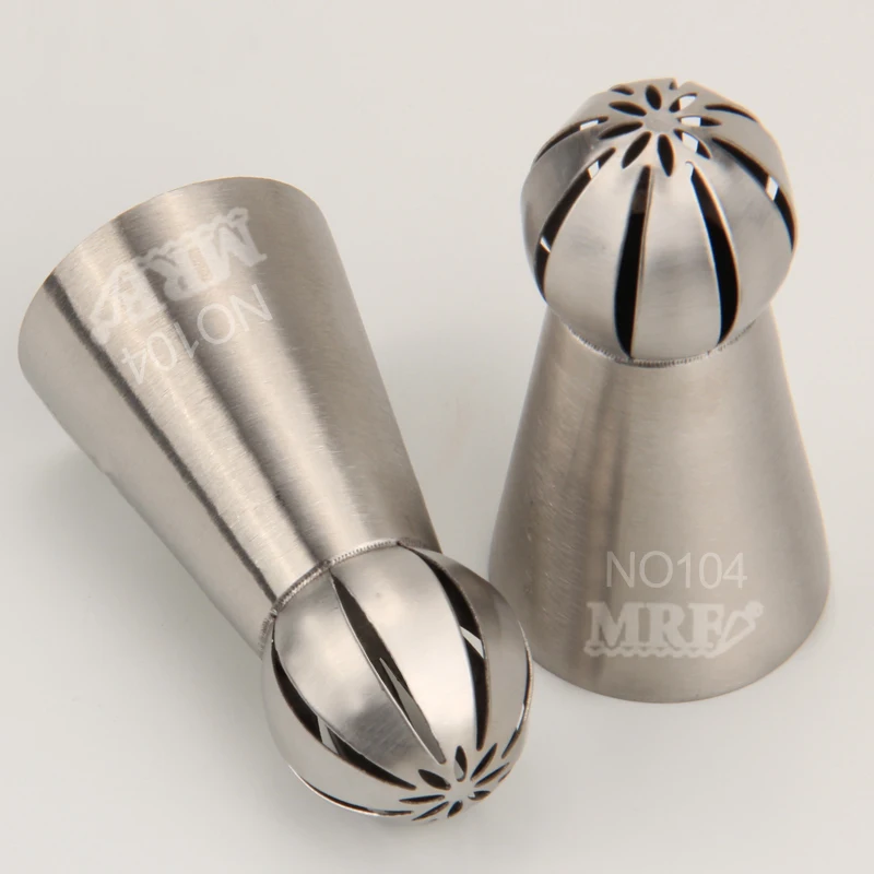 MRF Stainless Steel 18/8 Torch Shape Seamless Welding Cupcake Sphere Twist Piping Nozzles Cupcake Dessert Icing Tip #NO104
