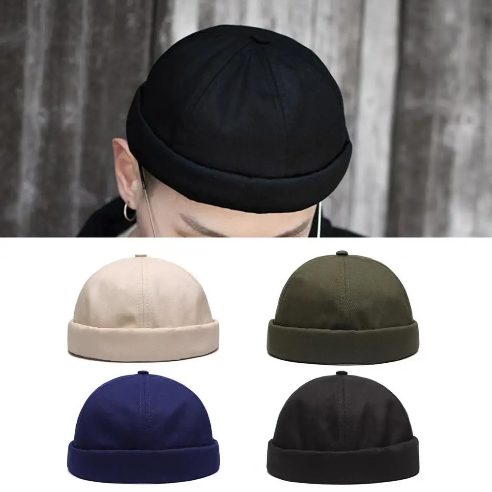 50%HOTUnisex Skullcap Brimless Sun Autumn Winter Adjustable Pure Color Sailor Cap for Daily Wear