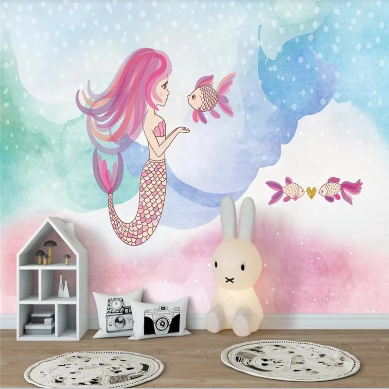 Custom wallpaper mural photo wall underwater world mermaid children's room background wall-high-grade waterproof material